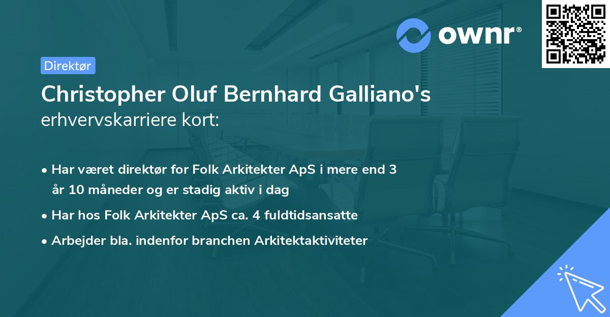 Christopher Oluf Bernhard Galliano's erhvervskarriere kort