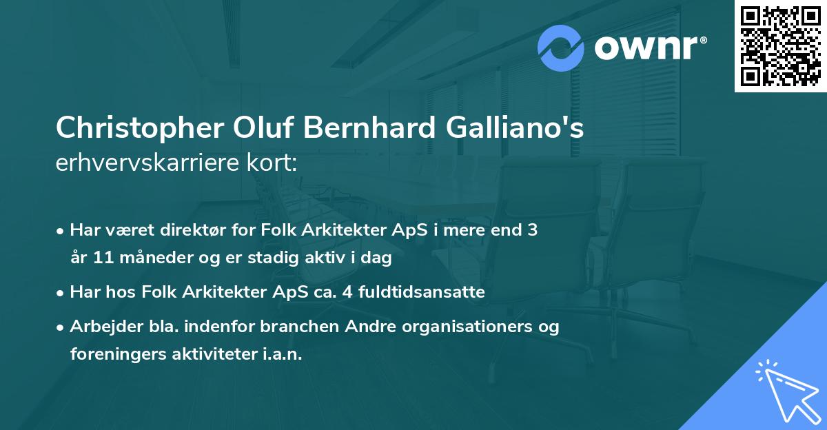 Christopher Oluf Bernhard Galliano's erhvervskarriere kort