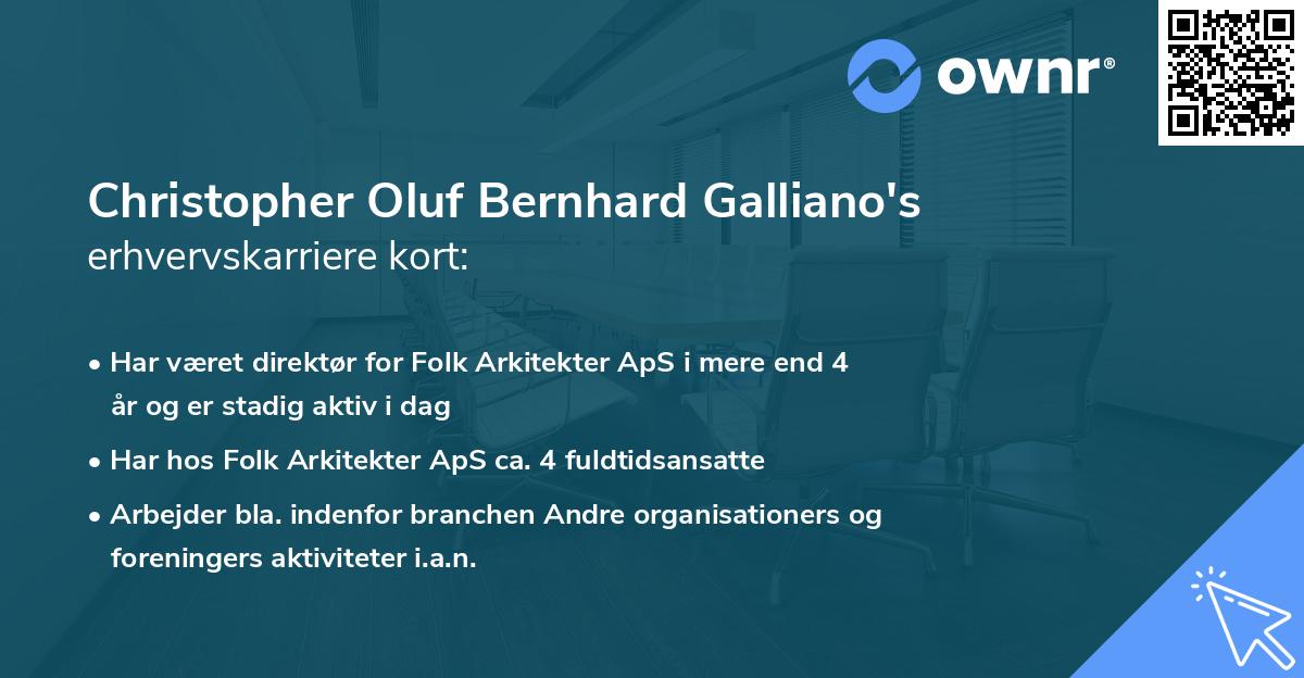 Christopher Oluf Bernhard Galliano's erhvervskarriere kort