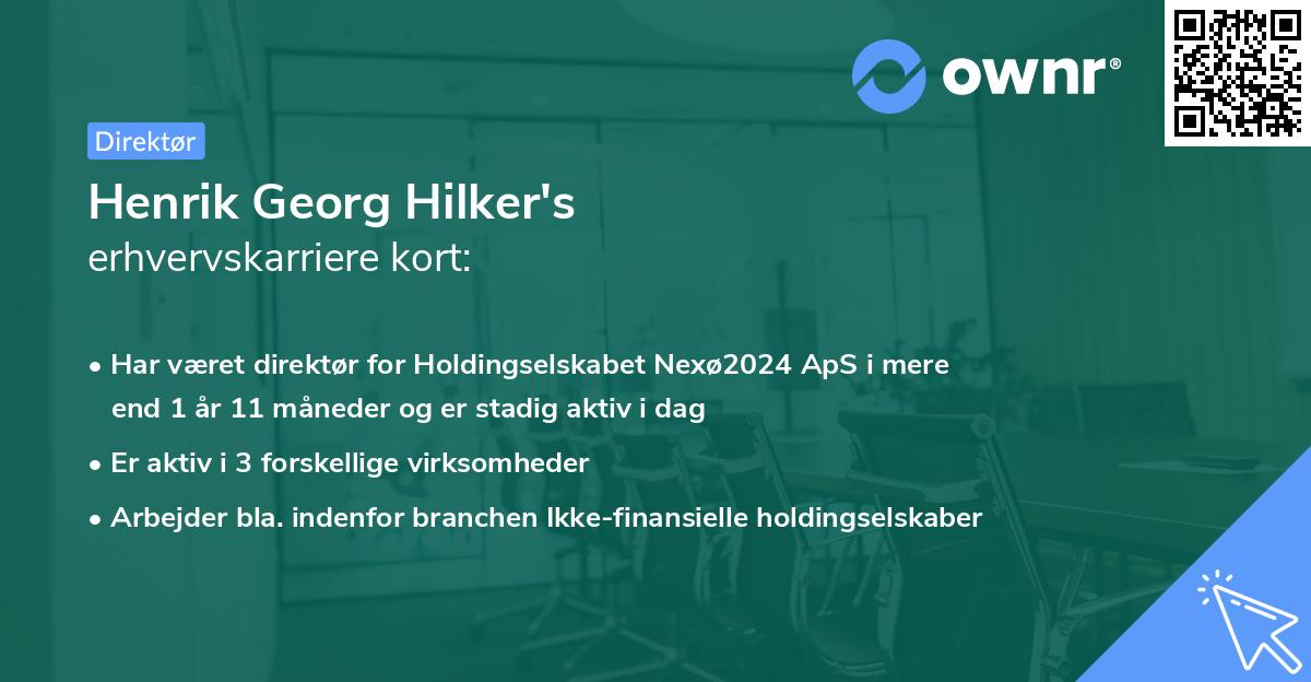 Henrik Georg Hilker's erhvervskarriere kort