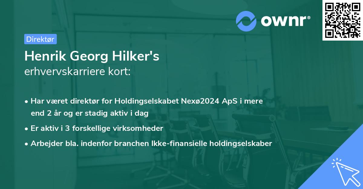 Henrik Georg Hilker's erhvervskarriere kort