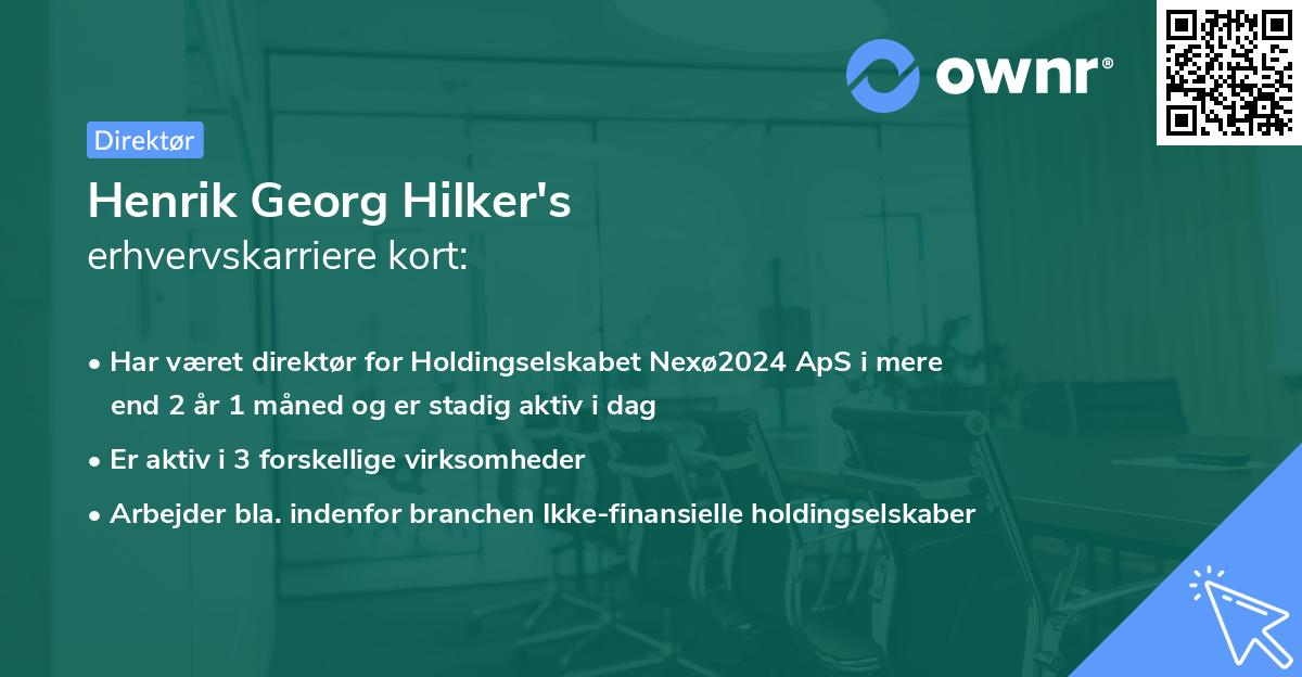 Henrik Georg Hilker's erhvervskarriere kort