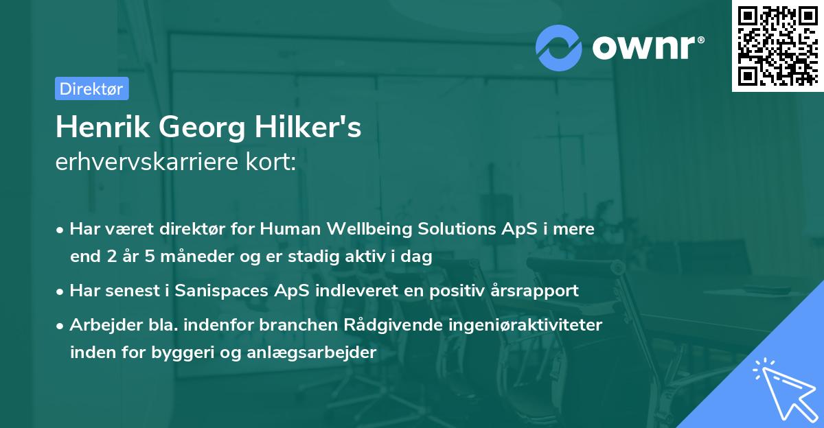 Henrik Georg Hilker's erhvervskarriere kort