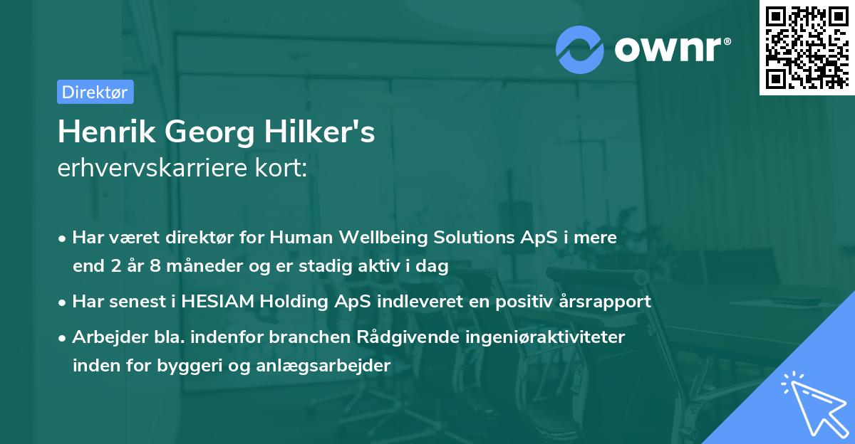 Henrik Georg Hilker's erhvervskarriere kort