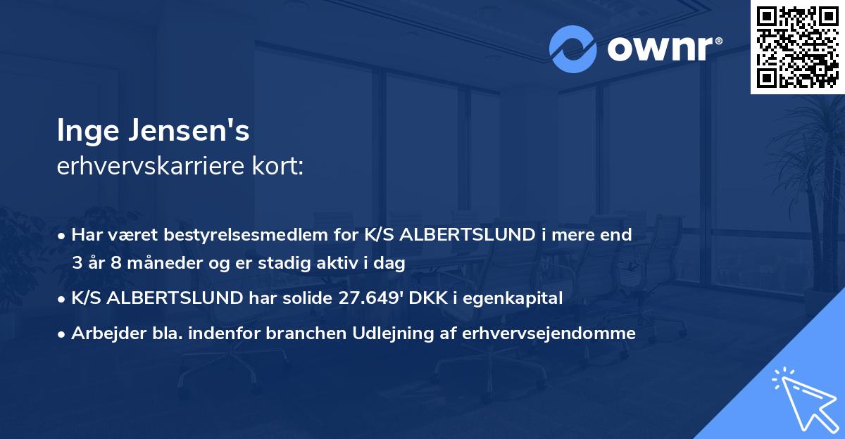 Inge Jensen's erhvervskarriere kort