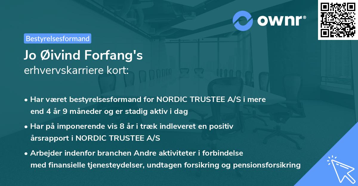 Jo Øivind Forfang's erhvervskarriere kort