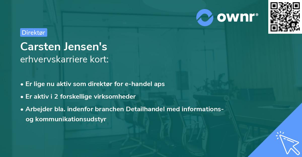 Carsten Jensen's erhvervskarriere kort