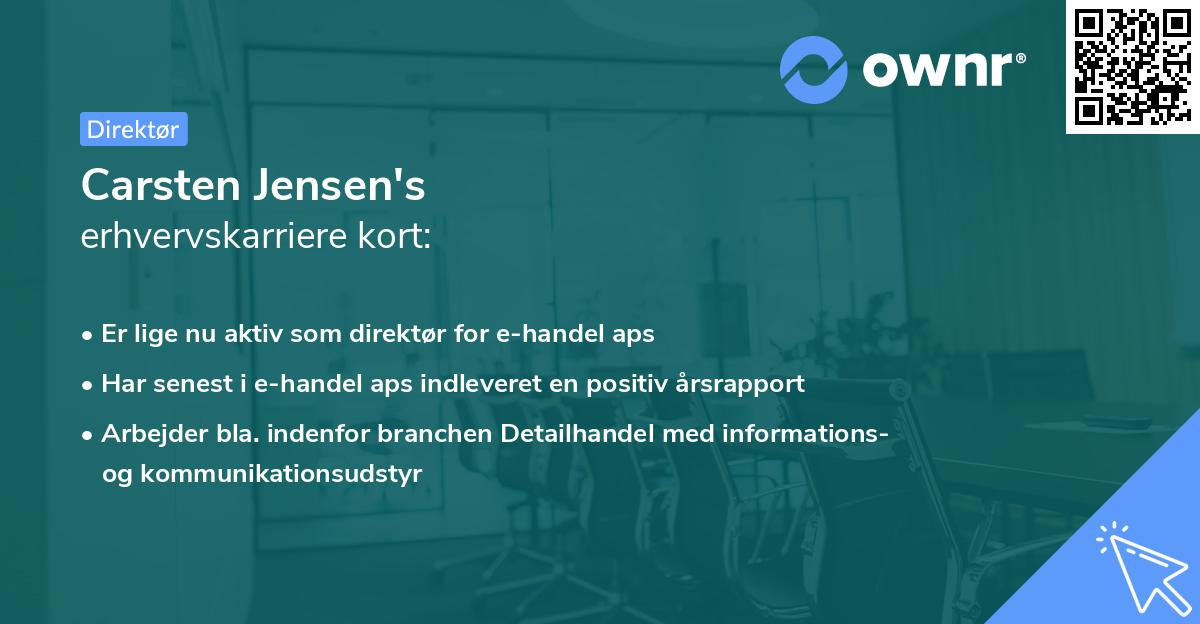 Carsten Jensen's erhvervskarriere kort