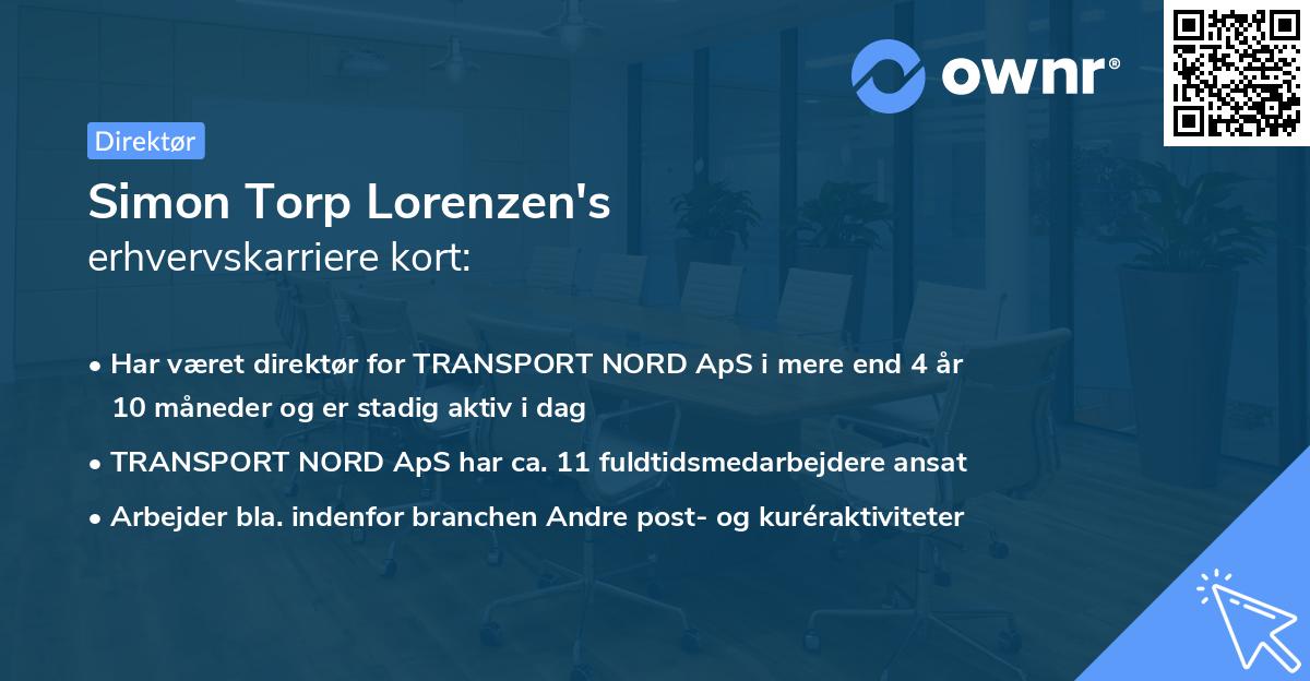 Simon Torp Lorenzen's erhvervskarriere kort