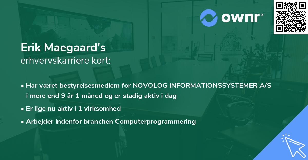 Erik Maegaard's erhvervskarriere kort