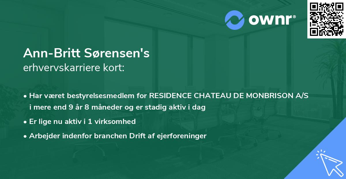 Ann-Britt Sørensen's erhvervskarriere kort