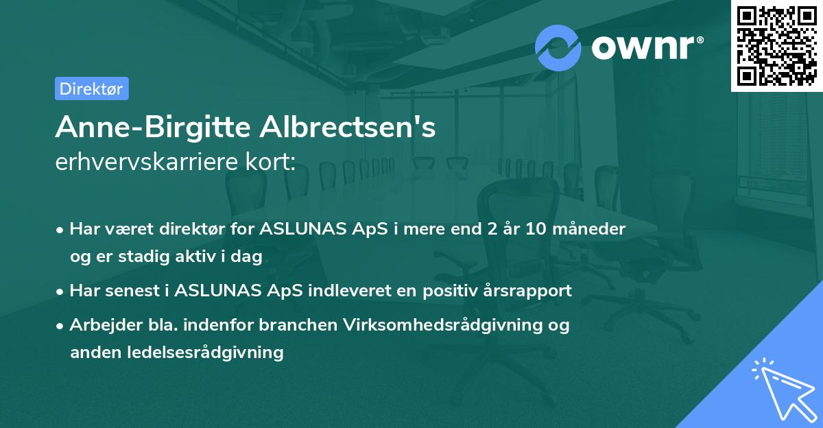Anne-Birgitte Albrectsen's erhvervskarriere kort