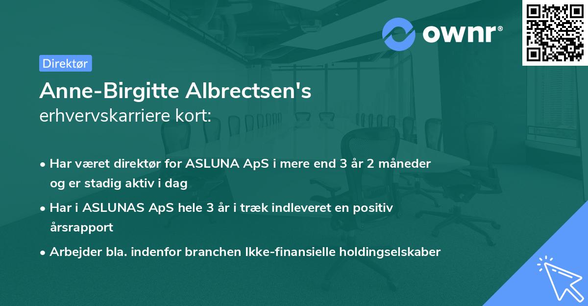 Anne-Birgitte Albrectsen's erhvervskarriere kort