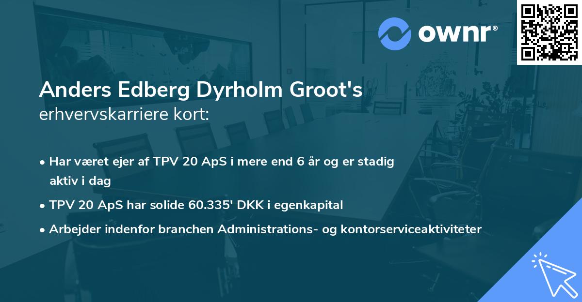 Anders Edberg Dyrholm Groot's erhvervskarriere kort