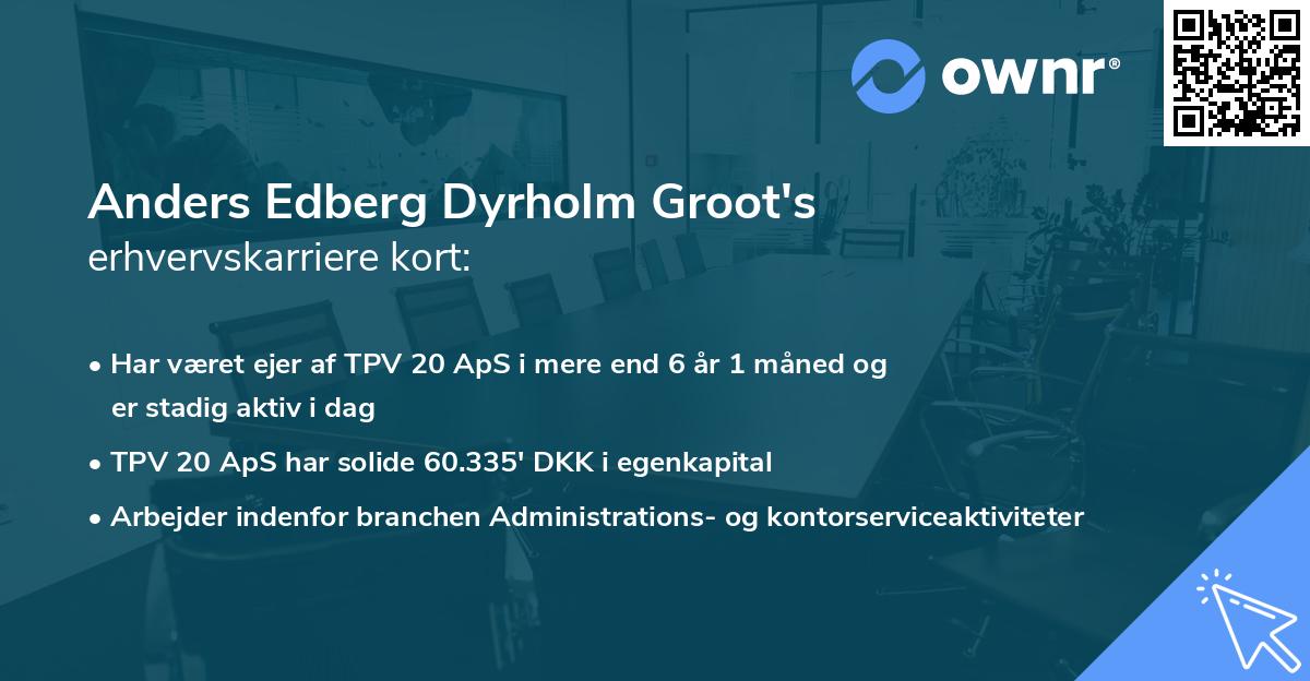 Anders Edberg Dyrholm Groot's erhvervskarriere kort
