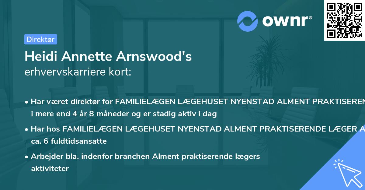 Heidi Annette Arnswood's erhvervskarriere kort