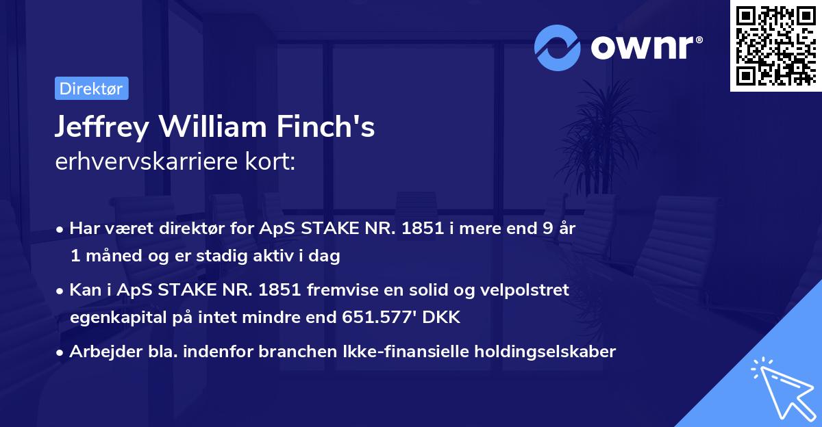 Jeffrey William Finch's erhvervskarriere kort