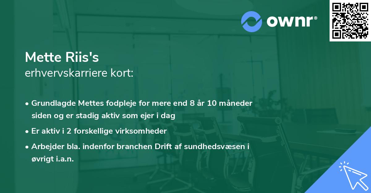 Mette Riis's erhvervskarriere kort