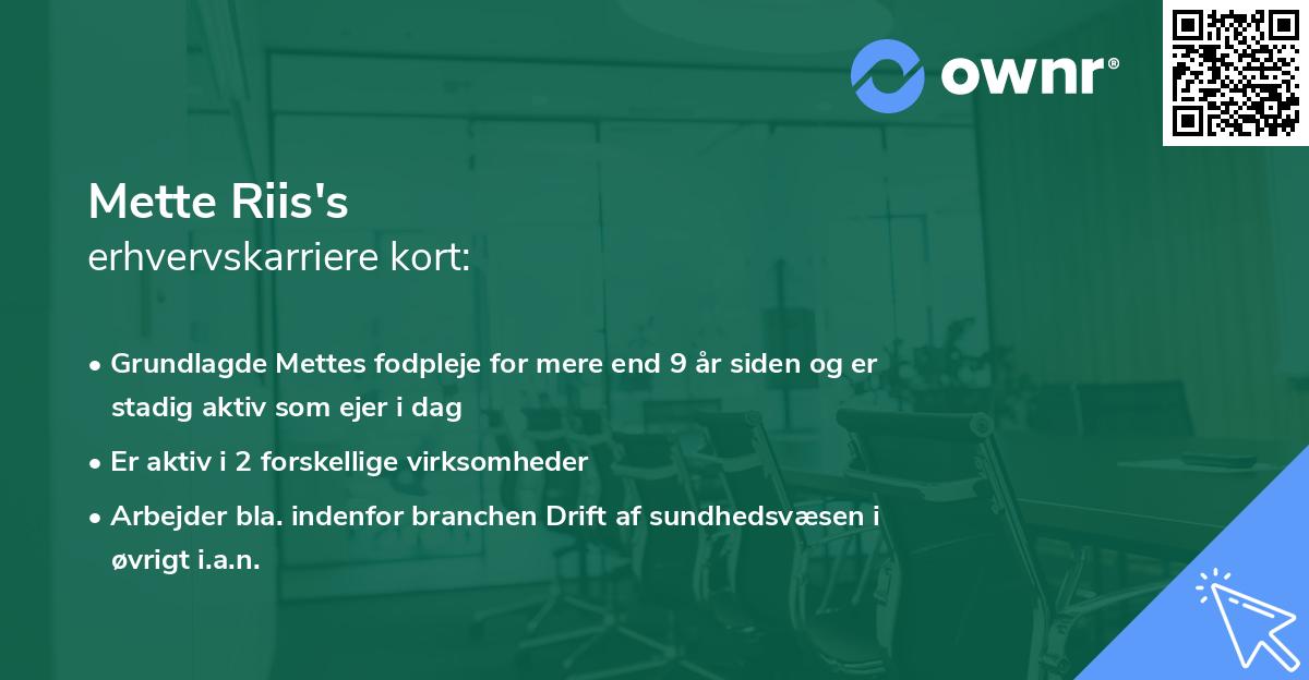 Mette Riis's erhvervskarriere kort