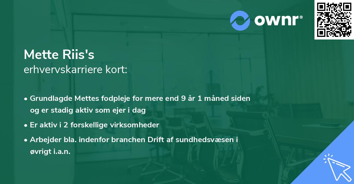 Mette Riis's erhvervskarriere kort