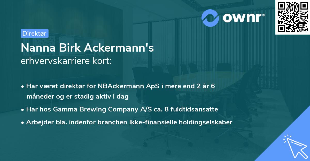 Nanna Birk Ackermann's erhvervskarriere kort