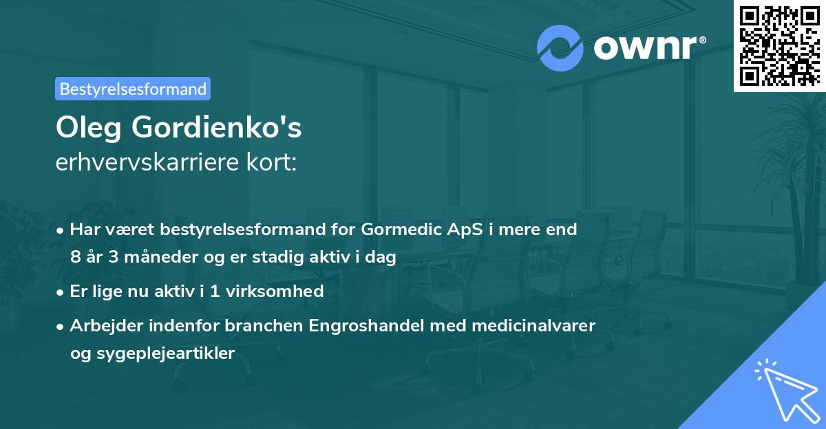 Oleg Gordienko's erhvervskarriere kort