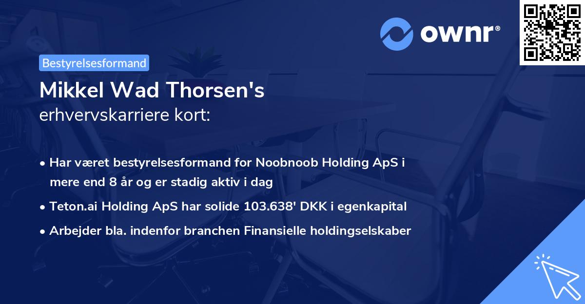 Mikkel Wad Thorsen's erhvervskarriere kort
