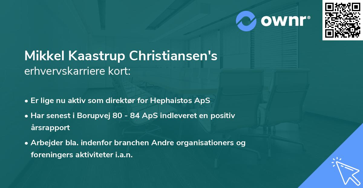 Mikkel Kaastrup Christiansen's erhvervskarriere kort