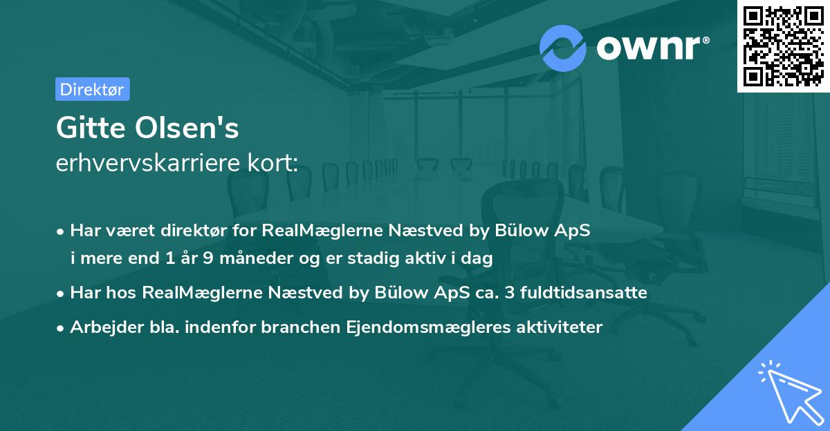 Gitte Olsen's erhvervskarriere kort