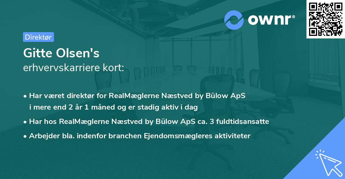 Gitte Olsen's erhvervskarriere kort