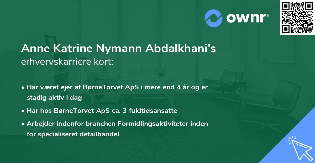 Anne Katrine Nymann Abdalkhani's erhvervskarriere kort