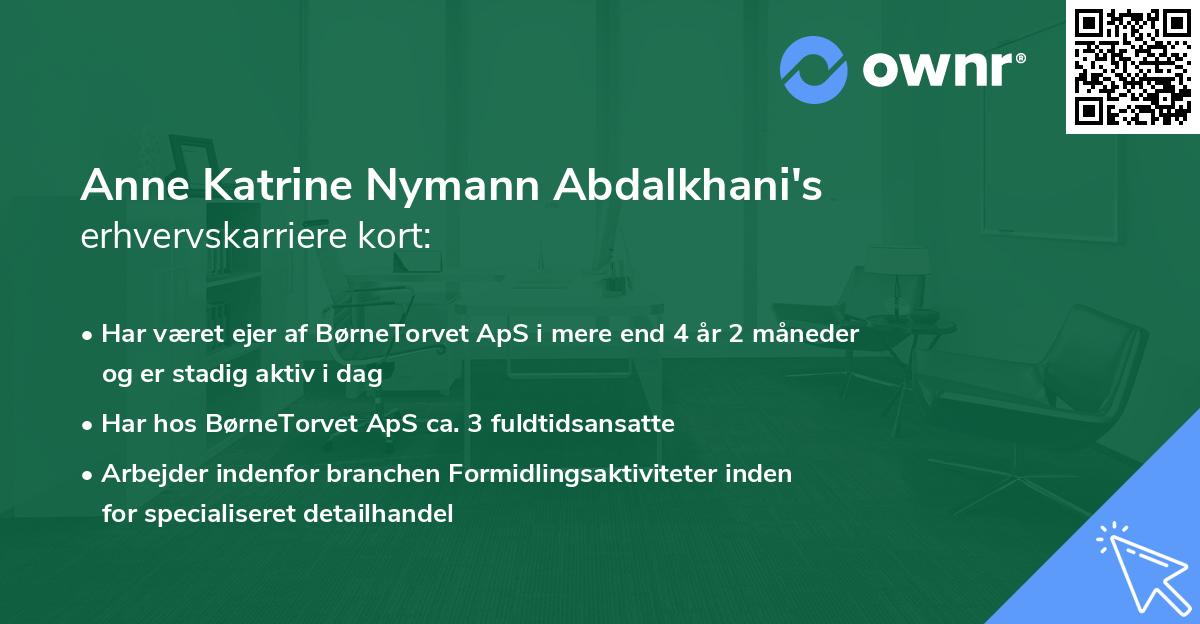 Anne Katrine Nymann Abdalkhani's erhvervskarriere kort