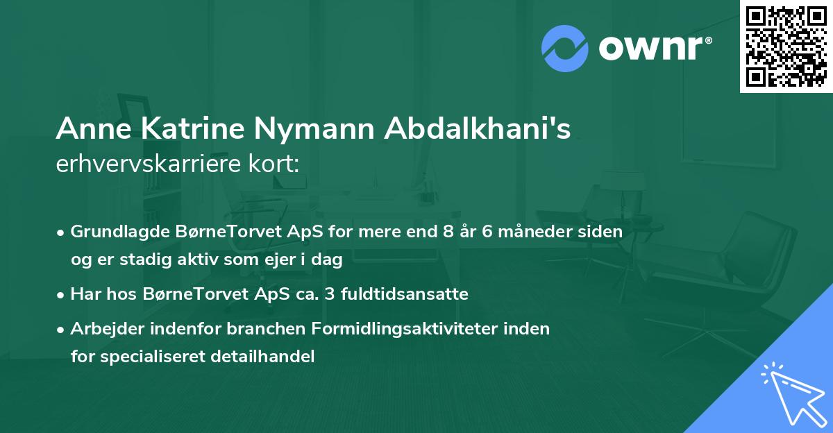 Anne Katrine Nymann Abdalkhani's erhvervskarriere kort