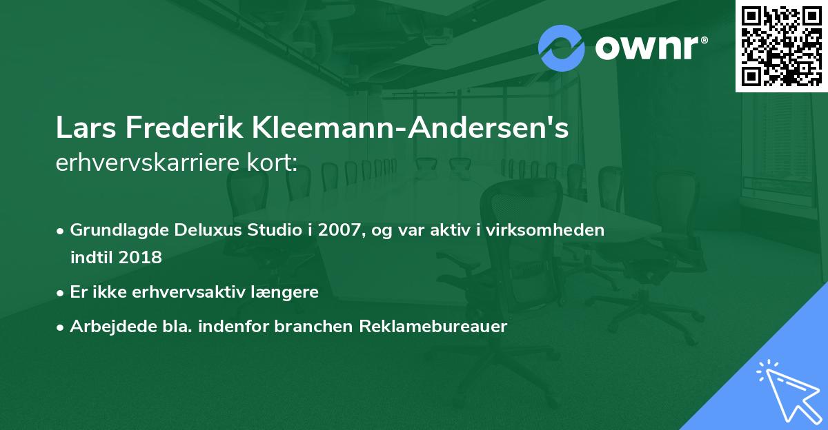 Lars Frederik Kleemann-Andersen's erhvervskarriere kort