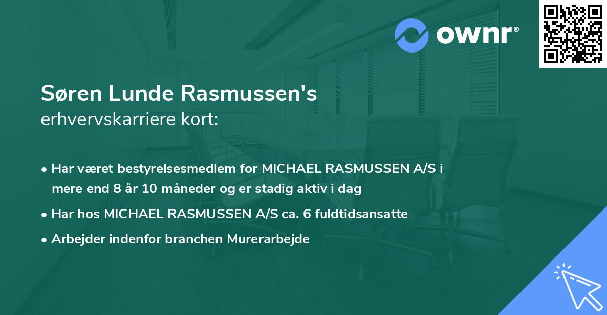 Søren Lunde Rasmussen's erhvervskarriere kort