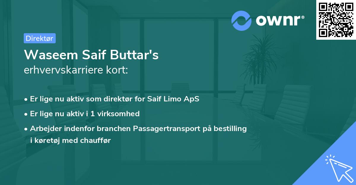 Waseem Saif Buttar's erhvervskarriere kort
