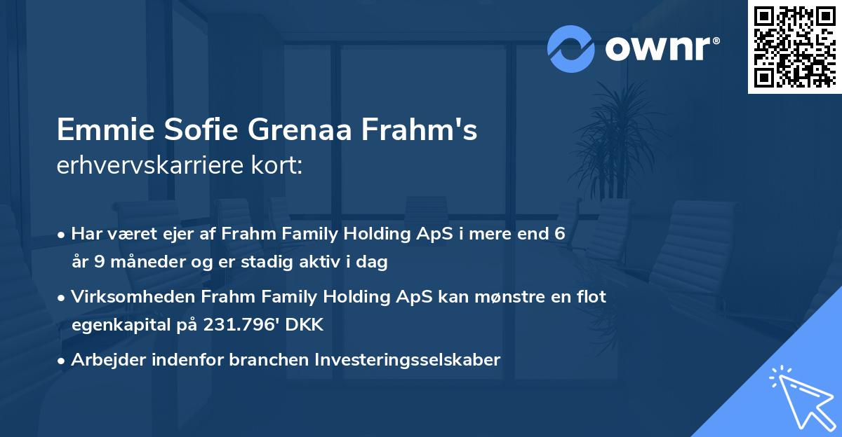 Emmie Sofie Grenaa Frahm's erhvervskarriere kort