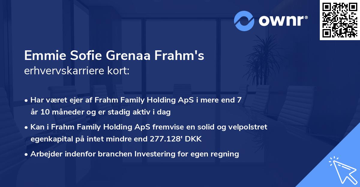 Emmie Sofie Grenaa Frahm's erhvervskarriere kort
