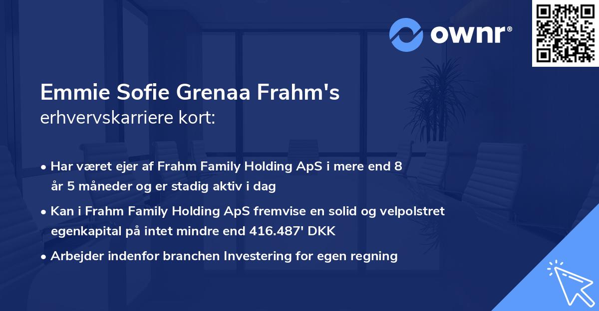 Emmie Sofie Grenaa Frahm's erhvervskarriere kort
