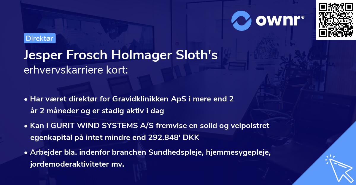 Jesper Frosch Holmager Sloth's erhvervskarriere kort