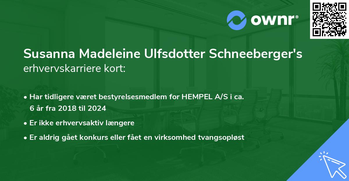 Susanna Madeleine Ulfsdotter Schneeberger's erhvervskarriere kort