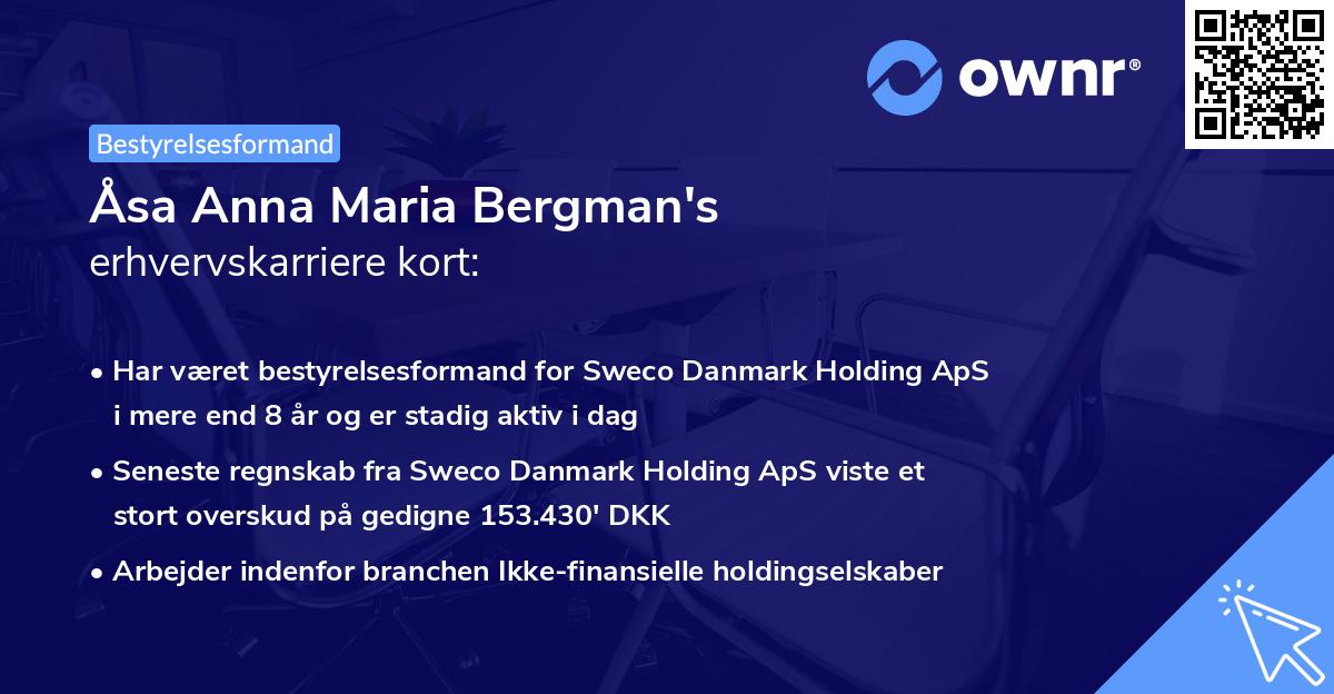 Åsa Anna Maria Bergman's erhvervskarriere kort