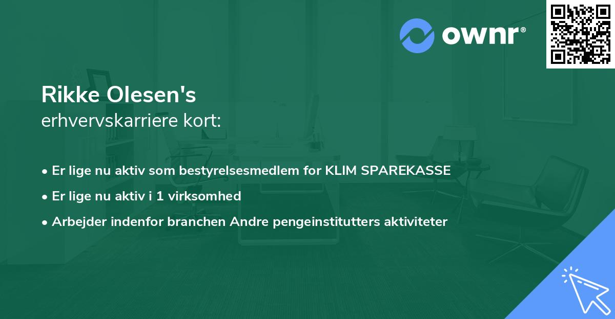 Rikke Olesen's erhvervskarriere kort