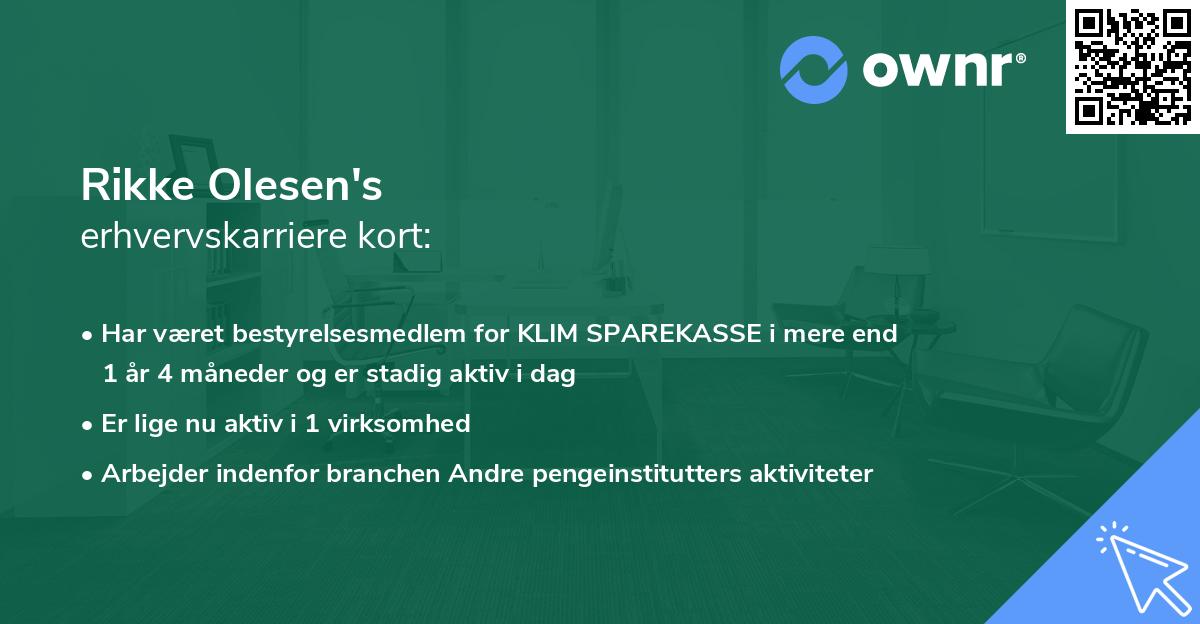Rikke Olesen's erhvervskarriere kort