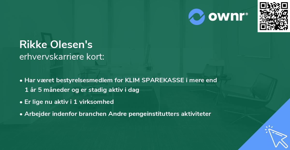 Rikke Olesen's erhvervskarriere kort