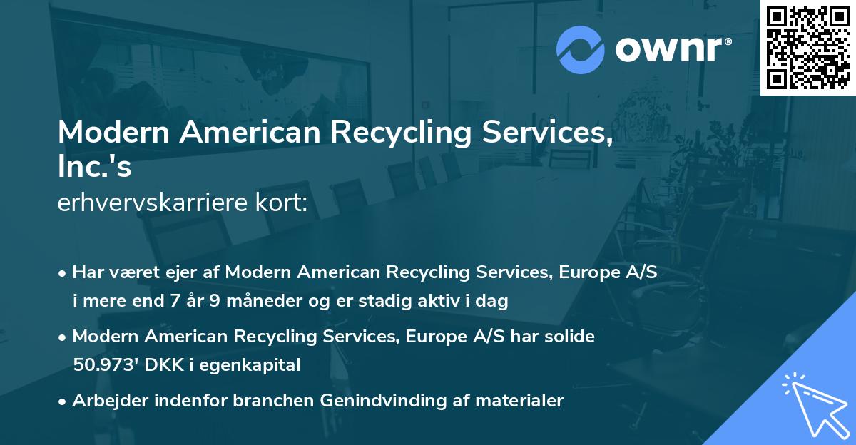 Modern American Recycling Services, Inc.'s erhvervskarriere kort