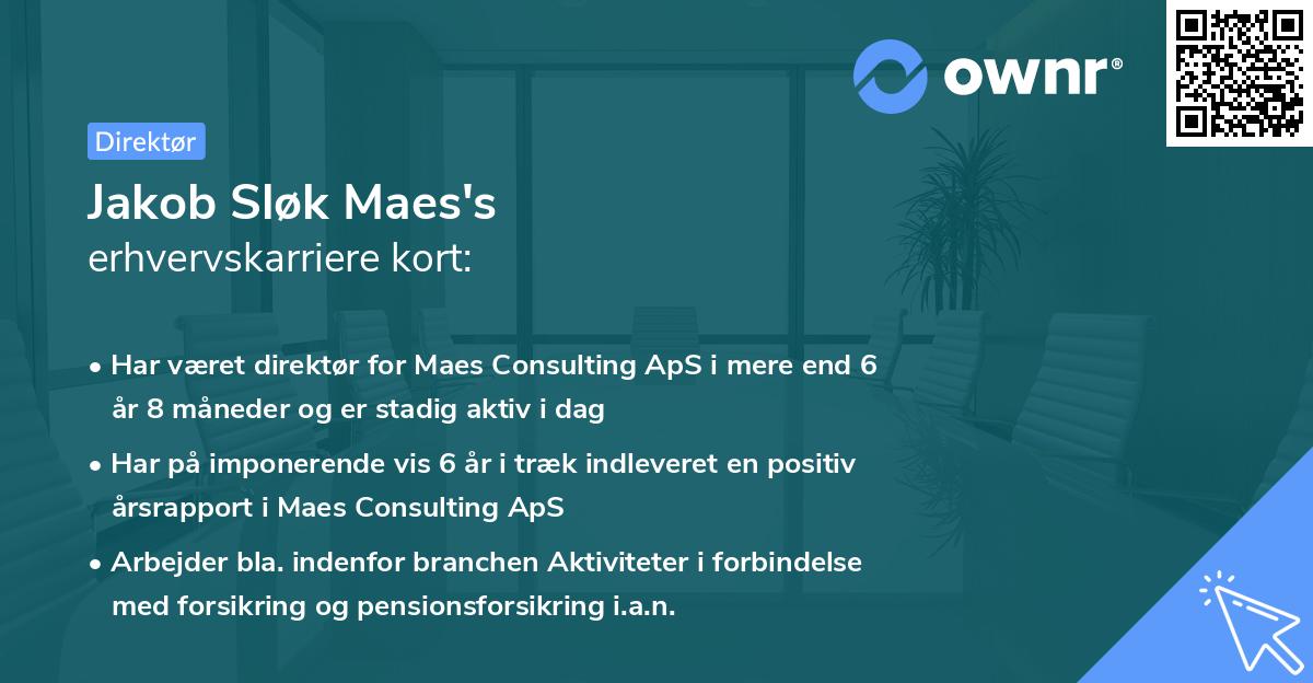 Jakob Sløk Maes's erhvervskarriere kort