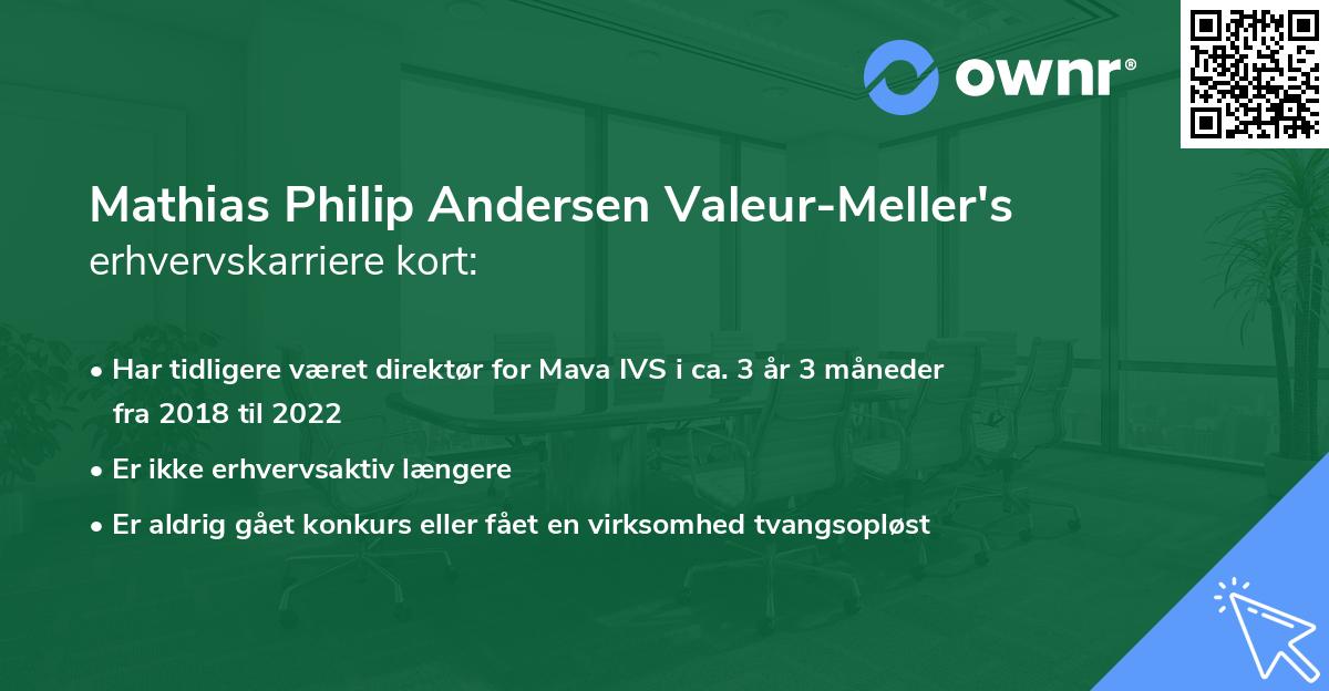 Mathias Philip Andersen Valeur-Meller's erhvervskarriere kort