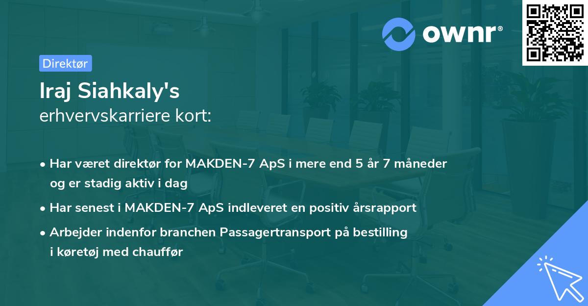 Iraj Siahkaly's erhvervskarriere kort