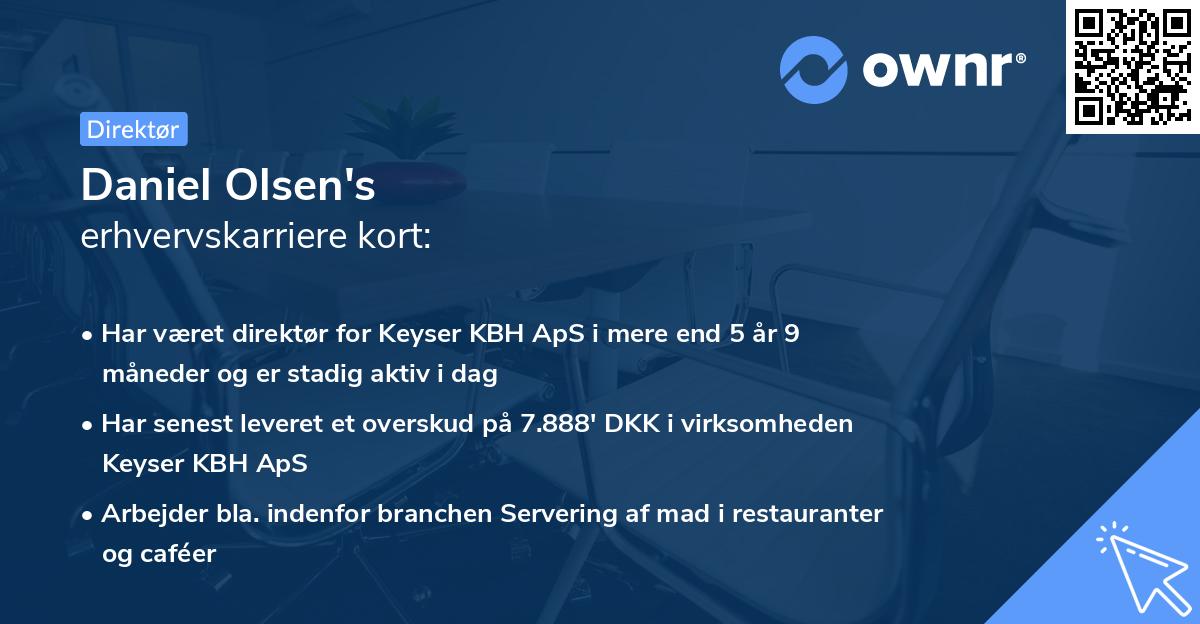 Daniel Olsen's erhvervskarriere kort